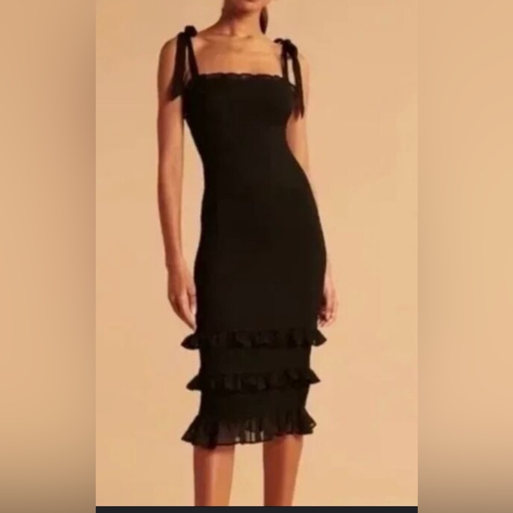 Bow Strap Midi Stretch Dress